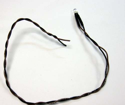 Finished LED with attached wires