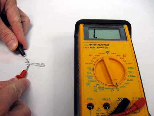 Testing LED with multi-meter reverse polarity