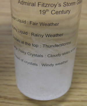 Admiral Fitzroy storm glass before reset